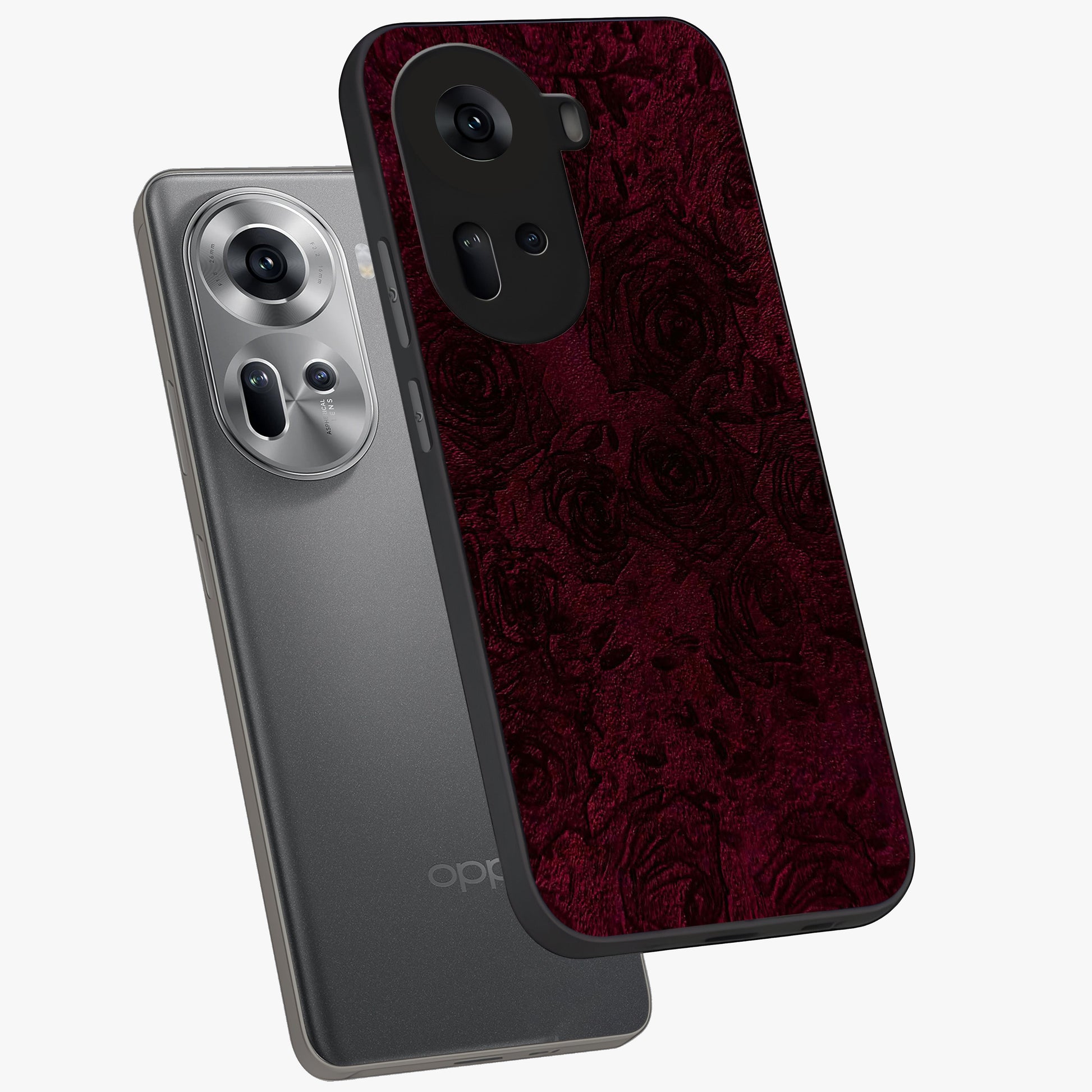 Crimson Fade Flow Glass Case displayed in angled mockup highlighting smooth gradient design with modern aesthetic style.