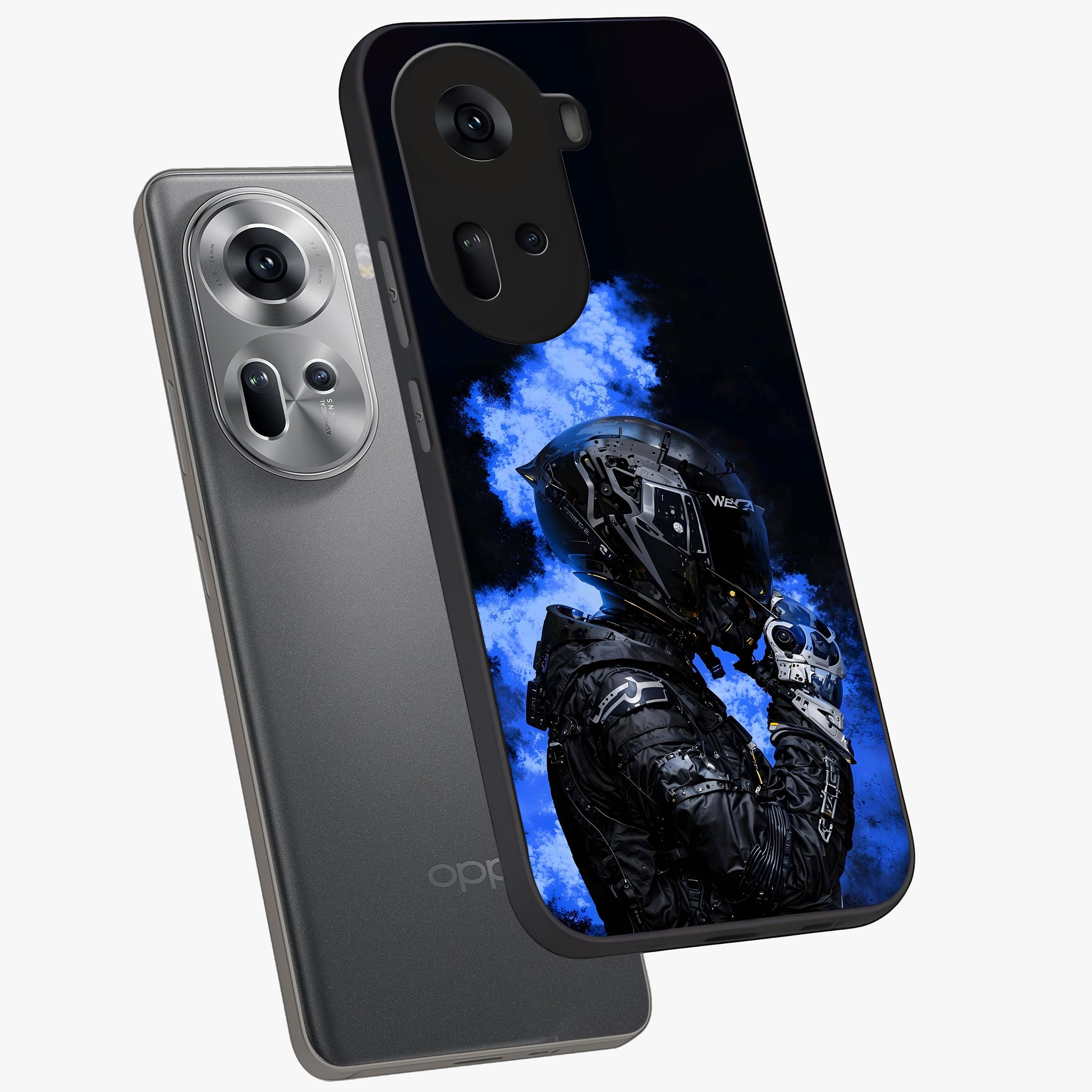 Cyber Sentinel Protocol Glass Case displayed in angled mockup highlighting digital cyber design with sci-fi aesthetic style.