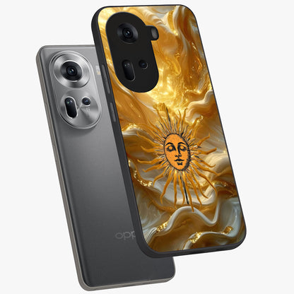Eternal Golden Glow Glass Case displayed in angled mockup highlighting glowing golden aesthetic design with elegant style.