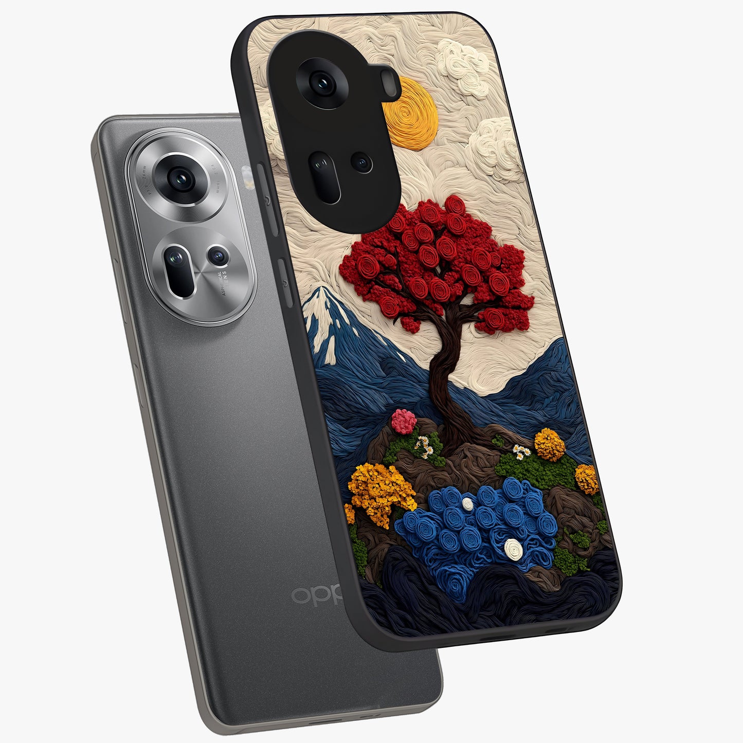 Eternal Nature Tapestry Glass Case displayed in angled mockup highlighting detailed botanical pattern with artistic aesthetic.