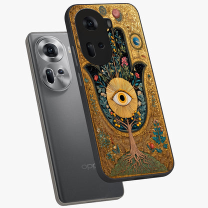 Ethereal Evil Eye Glass Case displayed in angled mockup highlighting protective evil eye symbol with spiritual aesthetic design.