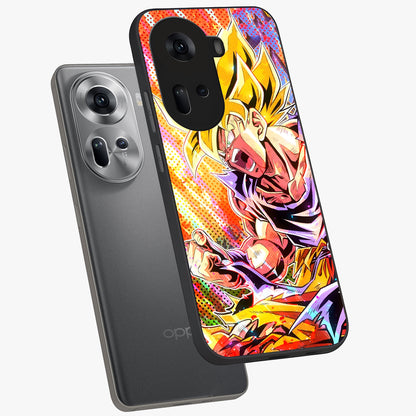 Firing Goku Glass Case displayed in angled mockup highlighting dynamic anime character design with action aesthetic.