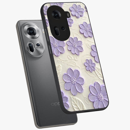 Floral Wall Art With Purple Flowers Glass Case displayed in angled mockup highlighting vibrant purple floral illustration with artistic aesthetic.
