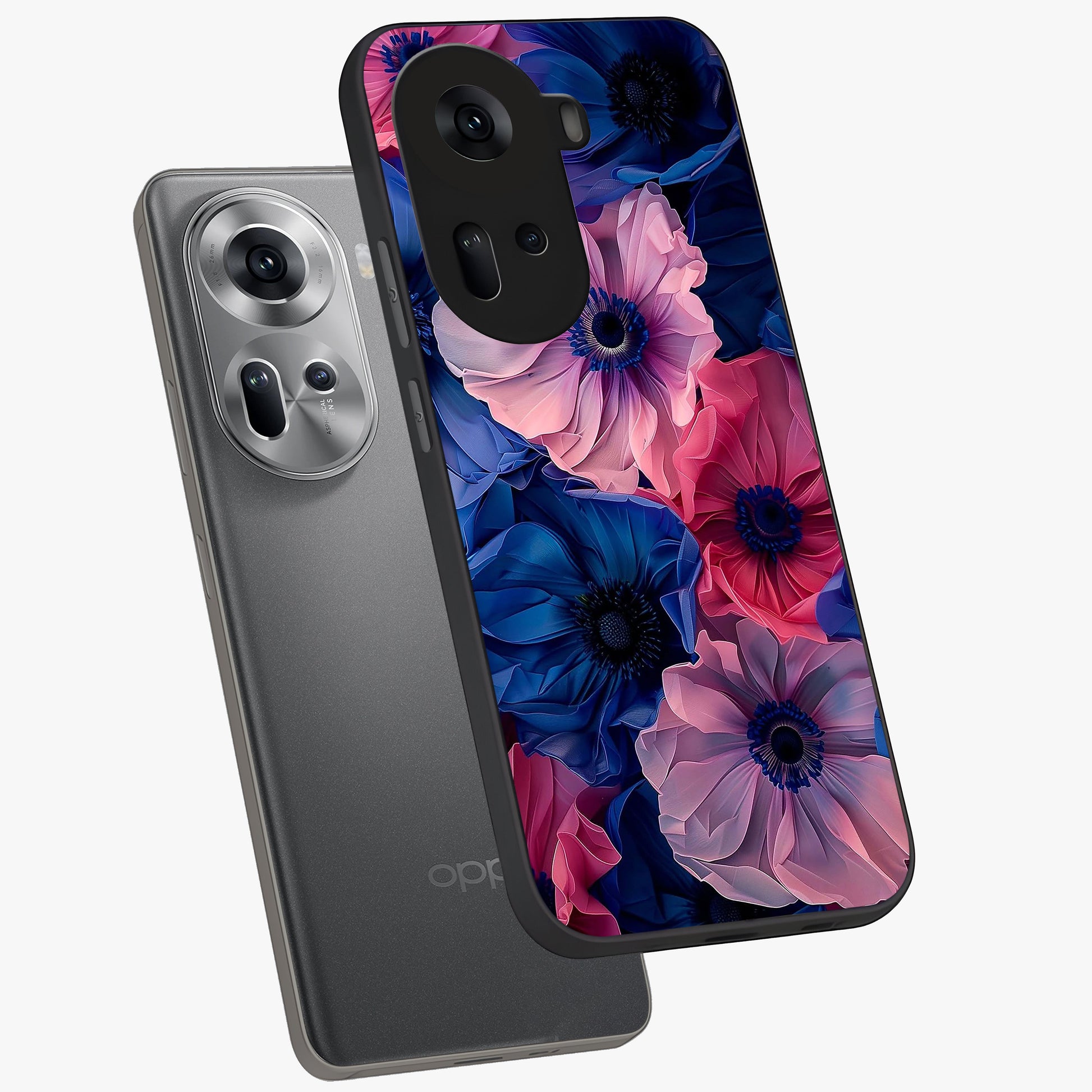 Flower Paper Art Pattern Glass Case displayed in angled mockup highlighting layered paper flower design with artistic aesthetic.
