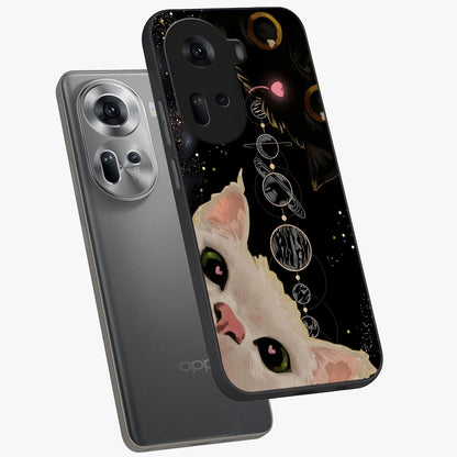 Galactic Cat Glass Case displayed in angled mockup highlighting celestial feline illustration with galaxy aesthetic style.