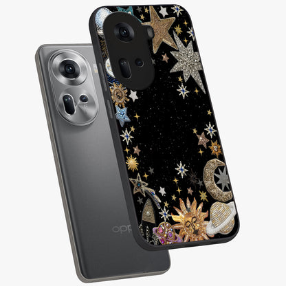 Galactic Jewel Stars Glass Case displayed in angled mockup highlighting shining celestial star design with cosmic aesthetic style.