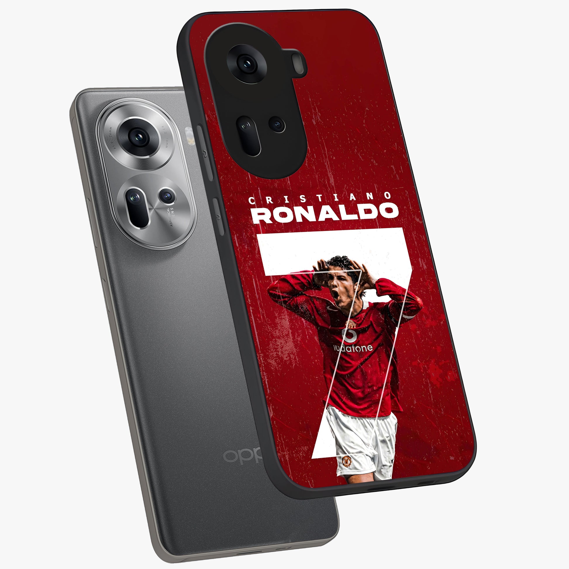 Goal Celebration Legacy Glass Case displayed in angled mockup highlighting energetic sports celebration design with bold athletic theme.