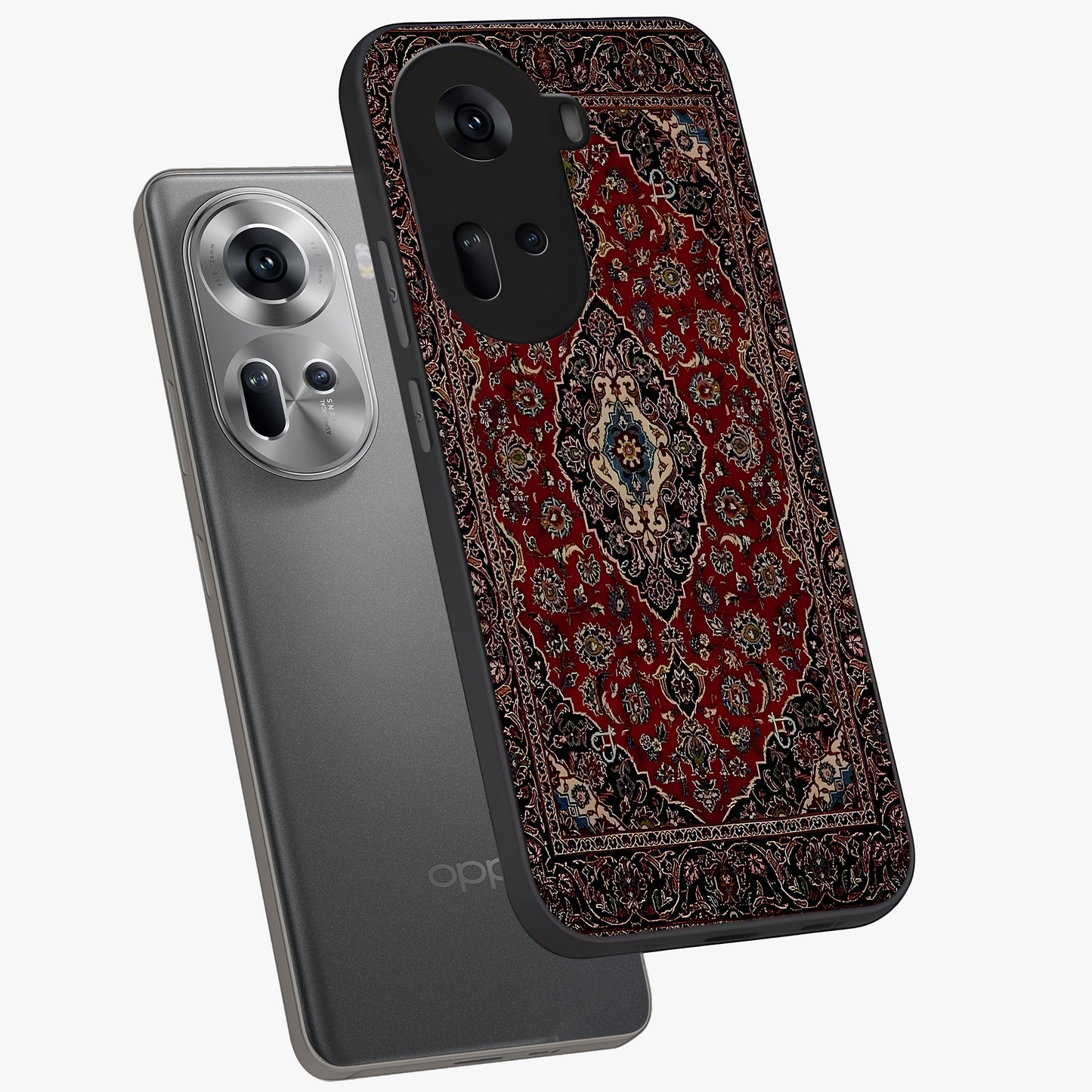 Heritage Carpet Royale Glass Case displayed in angled mockup highlighting intricate royal carpet design with heritage aesthetic.