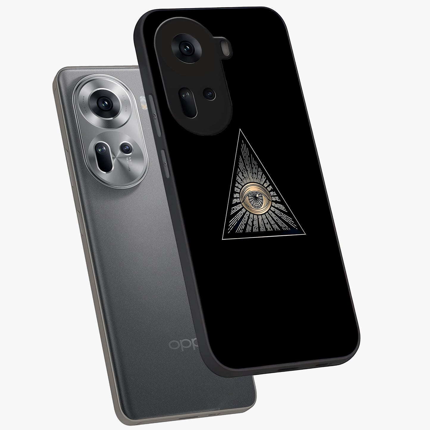 Illuminati Evil Glass Case displayed in angled mockup highlighting dark occult inspired design with bold aesthetic style.
