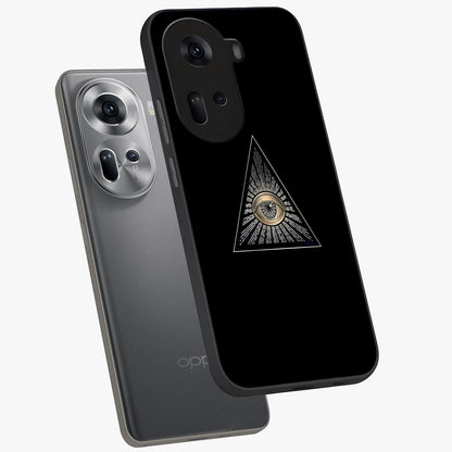 Illuminati Evil Glass Case displayed in angled mockup highlighting dark occult inspired design with bold aesthetic style.