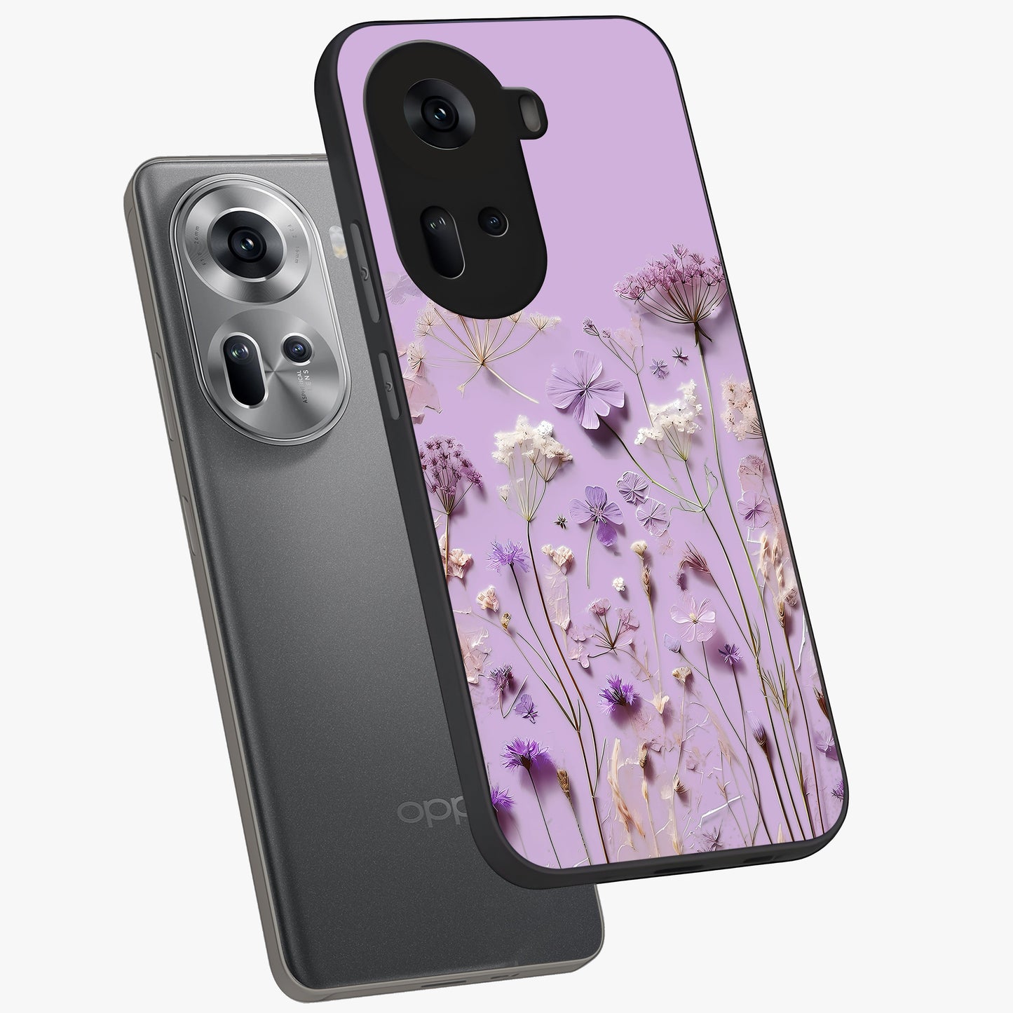 Lavender Blossom Dream Glass Case displayed in angled mockup highlighting dreamy lavender flower design with calming aesthetic style.