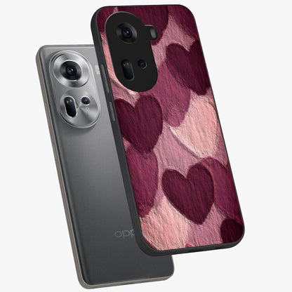 Layered Paper Hearts Glass Case displayed in angled mockup highlighting creative paper craft heart design with romantic aesthetic.