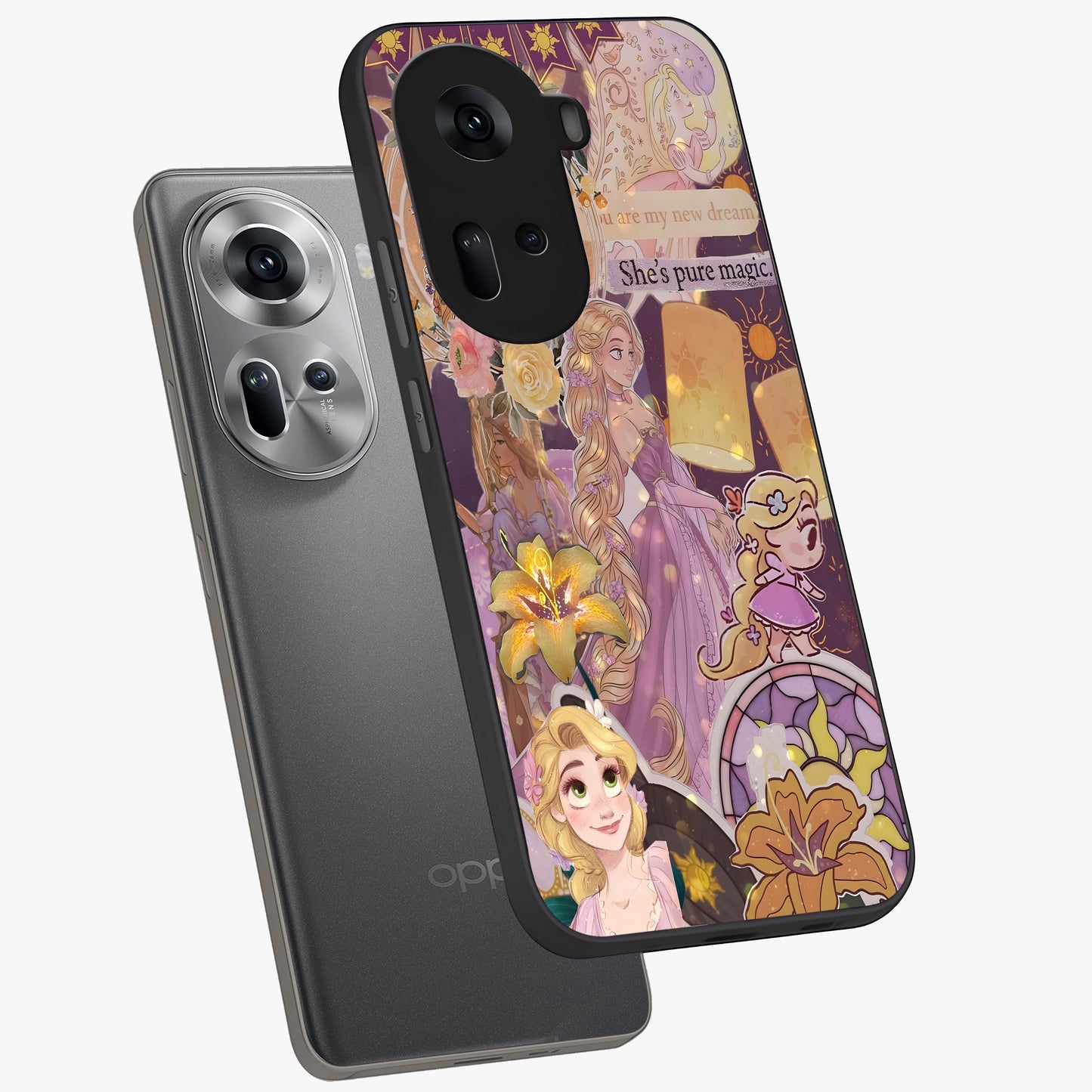 Magical Tangled Dream Glass Case displayed in angled mockup highlighting whimsical fantasy design with magical aesthetic.