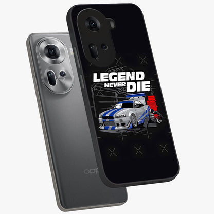 Midnight Racing Legacy Glass Case displayed in angled mockup highlighting dynamic automotive design with bold midnight aesthetic.