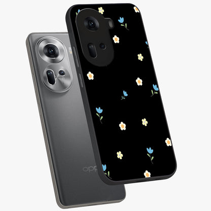Minimal Petal Whispers Glass Case displayed in angled mockup highlighting delicate petal design with clean minimal aesthetic.