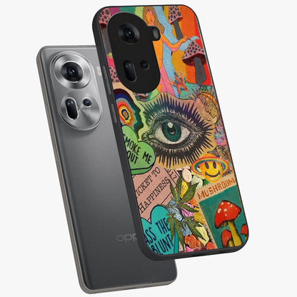 Mystic Eye Wonderland Glass Case displayed in angled mockup highlighting magical eye illustration with dreamy aesthetic.