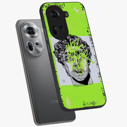 Neo Graffiti Rebellion Glass Case displayed in angled mockup highlighting urban street art design with rebellious aesthetic.