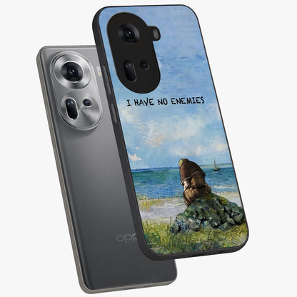 Peace Beyond War Glass Case displayed in angled mockup highlighting meaningful message design with artistic aesthetic style.