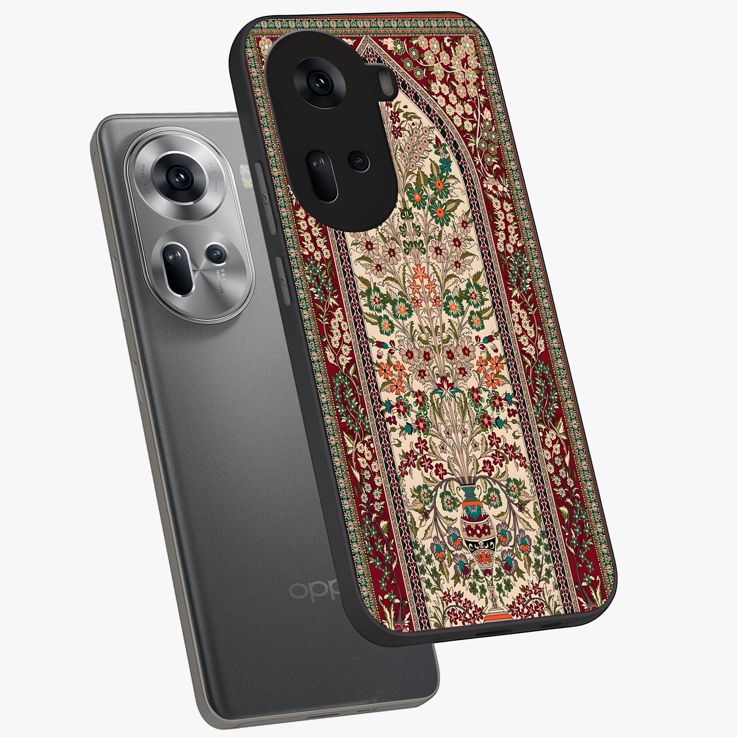 Persian Inspired Glass Case displayed in angled mockup highlighting intricate traditional design with elegant cultural aesthetic.