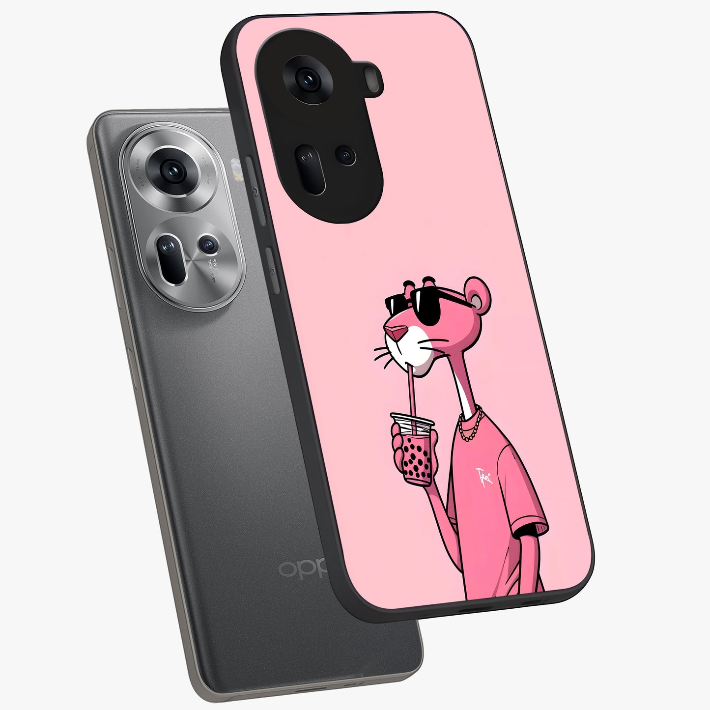 Pink Panther Glass Case displayed in angled mockup highlighting playful cartoon character design with vibrant pink aesthetic.