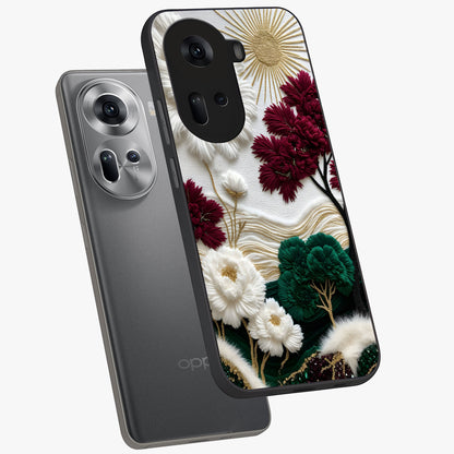 Radiant Bloom Elegance Glass Case displayed in angled mockup highlighting graceful floral design with radiant aesthetic style.