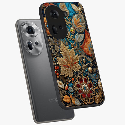 Royal Jewel Garden Glass Case displayed in angled mockup highlighting vibrant jewel inspired floral design with elegant aesthetic.