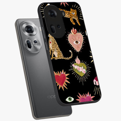 Sacred Jungle Heart Glass Case displayed in angled mockup highlighting lush tropical design with natural aesthetic style.