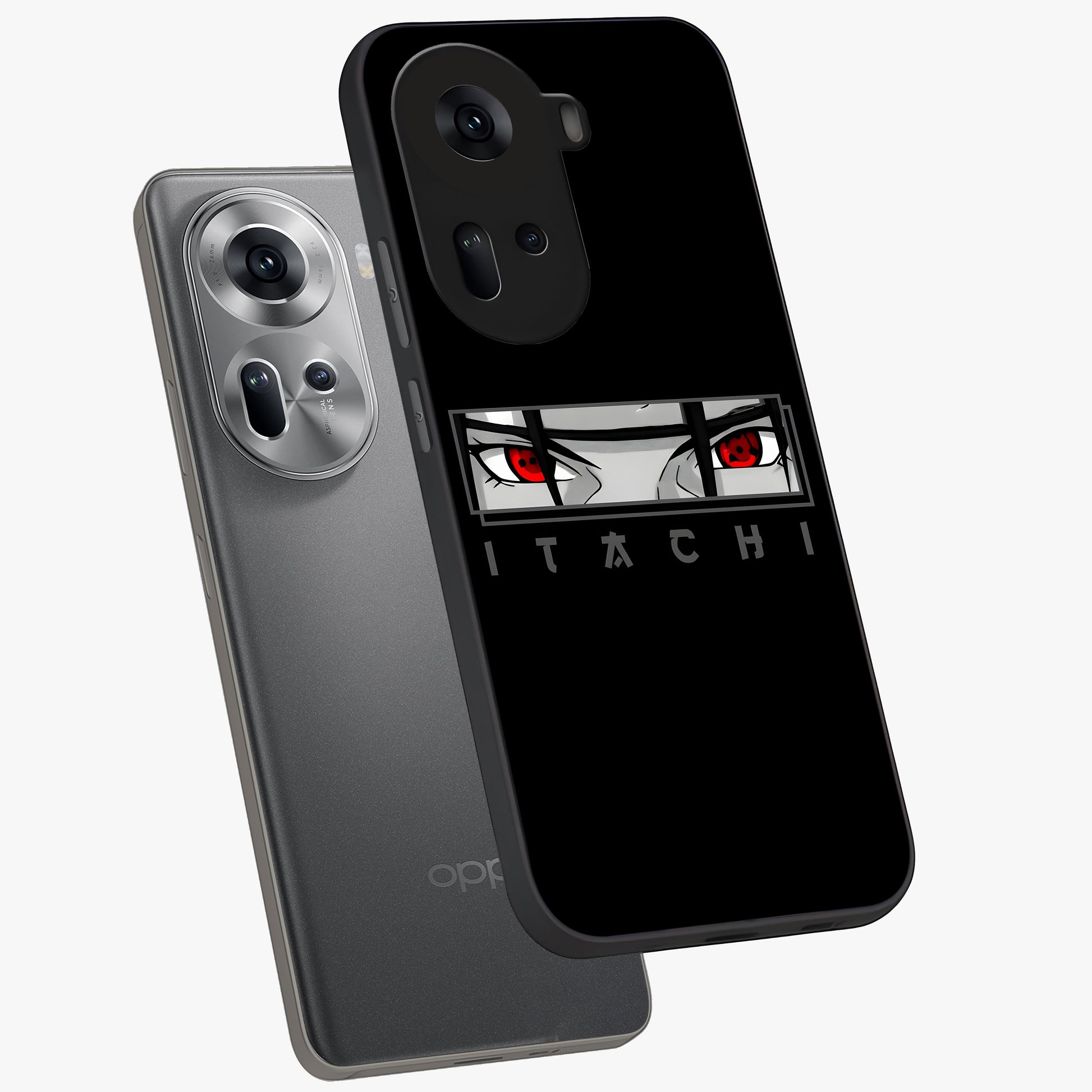 Scarlet Gaze Dominance Glass Case displayed in angled mockup highlighting intense visual design with bold scarlet aesthetic.