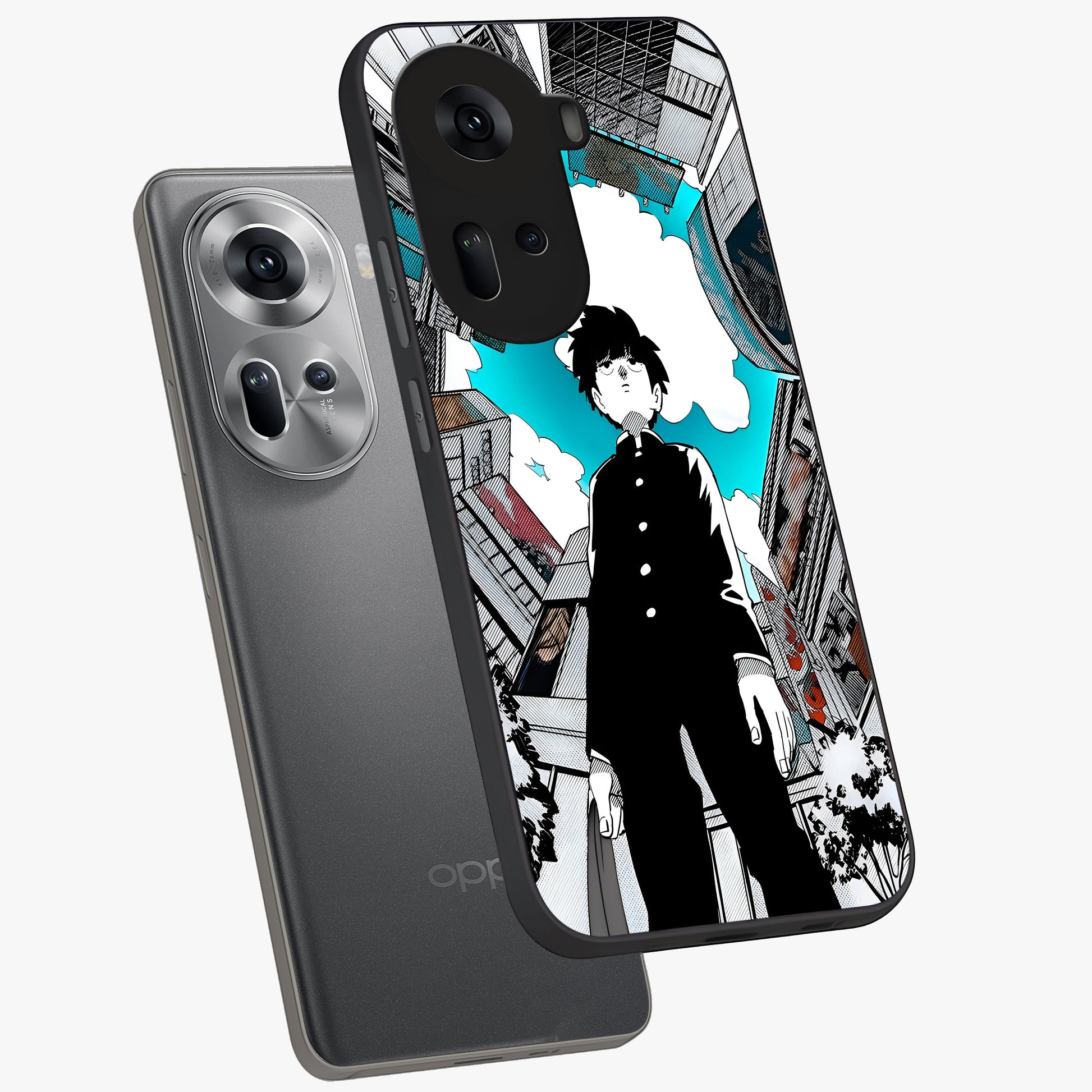 Silent Psychic Awakening Glass Case displayed in angled mockup highlighting spiritual awakening design with cosmic aesthetic.