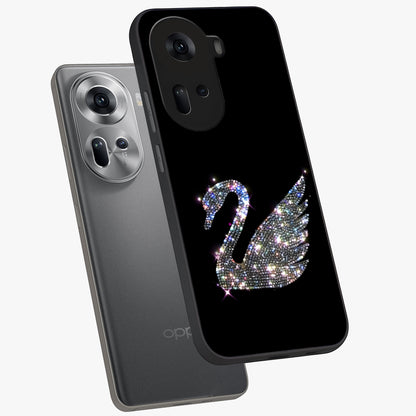 Starlit Swan Grace Glass Case displayed in angled mockup highlighting elegant swan illustration with dreamy celestial aesthetic.