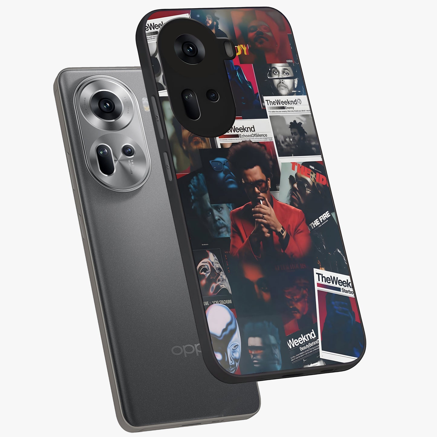 The Weeknd Glass Case displayed in angled mockup highlighting stylish pop culture inspired design with modern aesthetic.