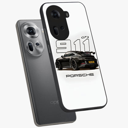 Turbo Legacy Icon Glass Case displayed in angled mockup highlighting dynamic automotive design with performance aesthetic.