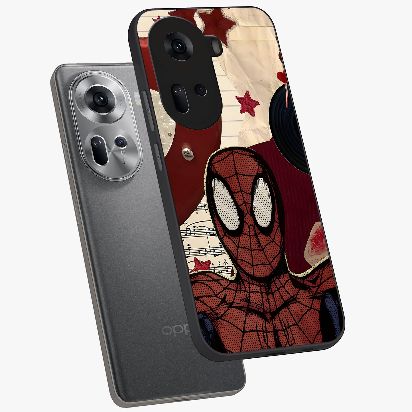 Web Warrior Vibes Glass Case displayed in angled mockup highlighting dynamic web design with comic style aesthetic.