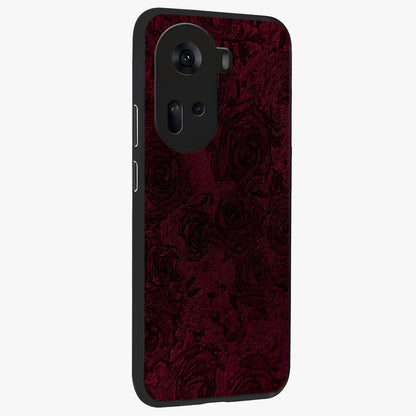 Crimson Fade Flow Glass Case upright view showcasing dynamic crimson flow artwork with stylish abstract theme.