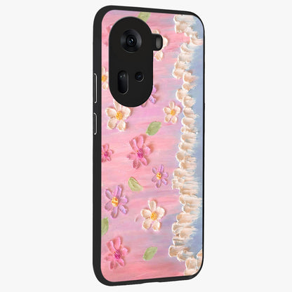 Dreamy Painted Garden Glass Case upright view showcasing vibrant floral garden artwork with artistic nature theme.
