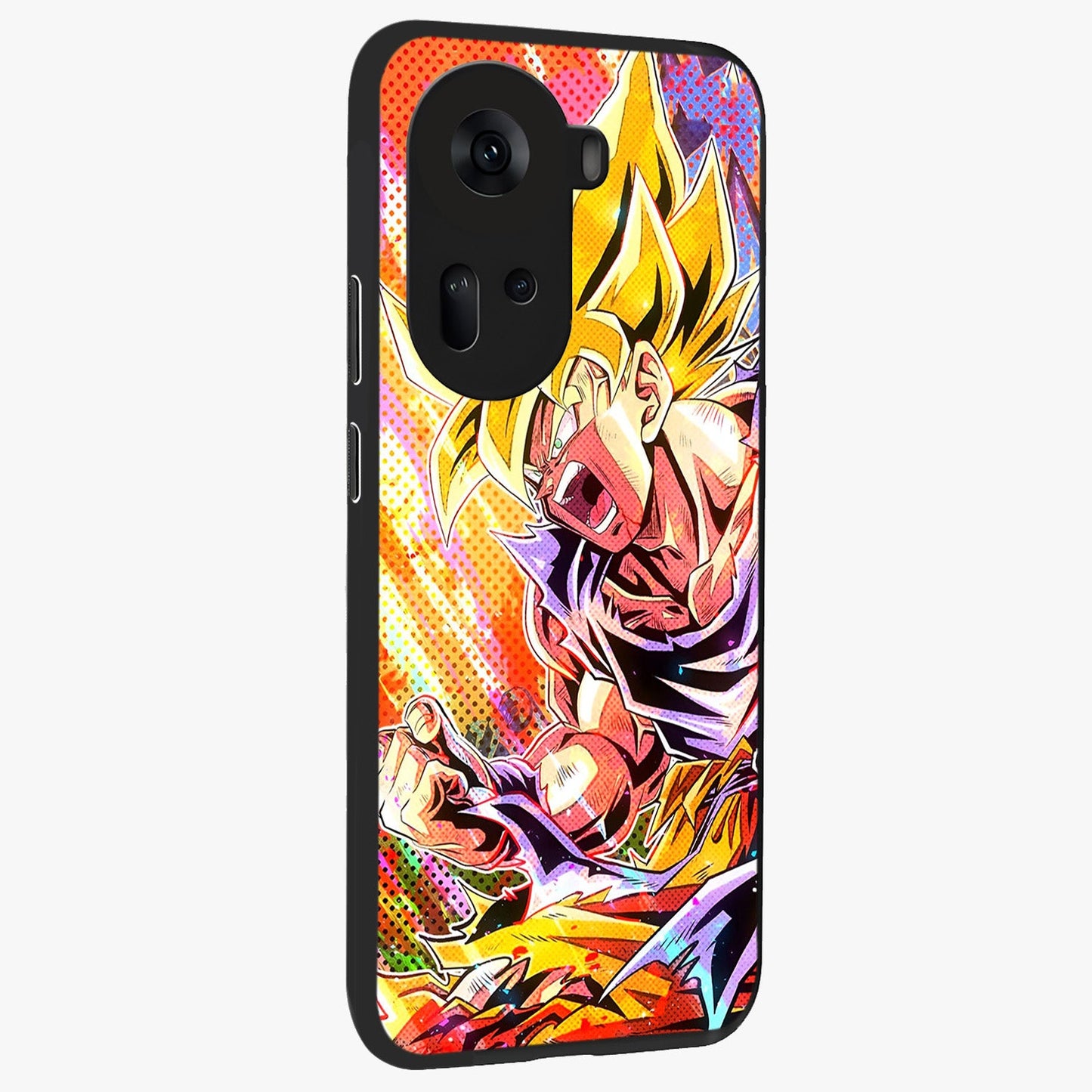 Firing Goku Glass Case upright view showcasing energetic anime artwork with bold warrior theme.