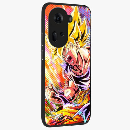 Firing Goku Glass Case upright view showcasing energetic anime artwork with bold warrior theme.