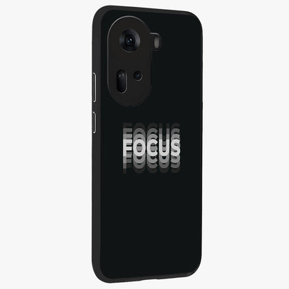 Focus Mode On Glass Case upright view showcasing strong typography statement with sleek motivational theme.
