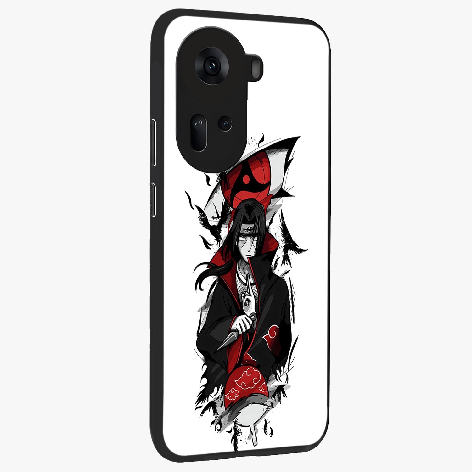 Itachi Limited Edition Naruto Anime Glass Case upright view showcasing intense anime artwork with powerful character theme.