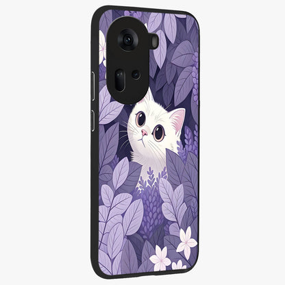 Lilac Hide Peek Cat Glass Case upright view showcasing charming cat artwork with adorable peek theme.