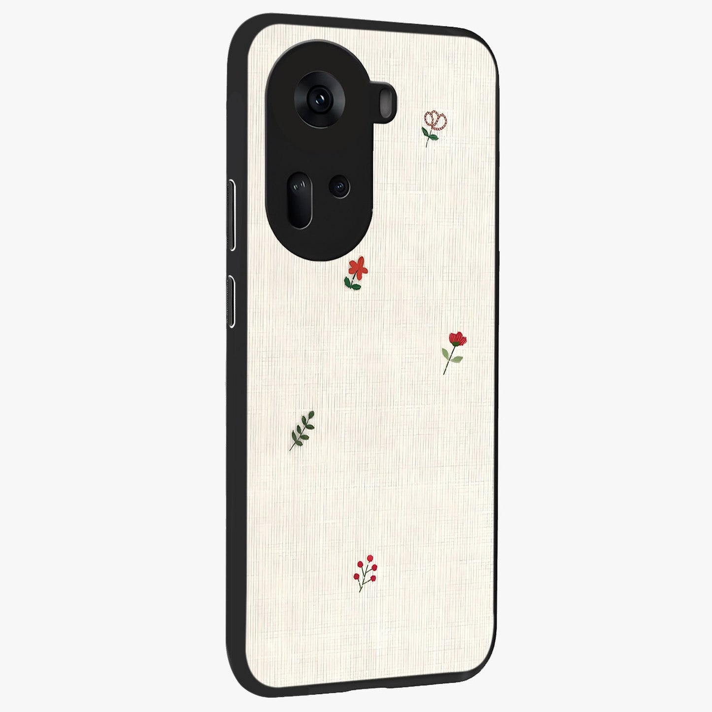 Minimalistic Blue With White Flower Pattern Glass Case upright view showcasing clean white flower artwork with calming blue theme.