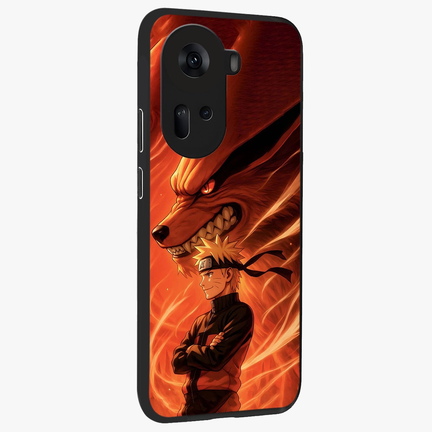 Nine Tails Legacy Glass Case upright view showcasing dramatic nine-tails artwork with intense anime themed design.