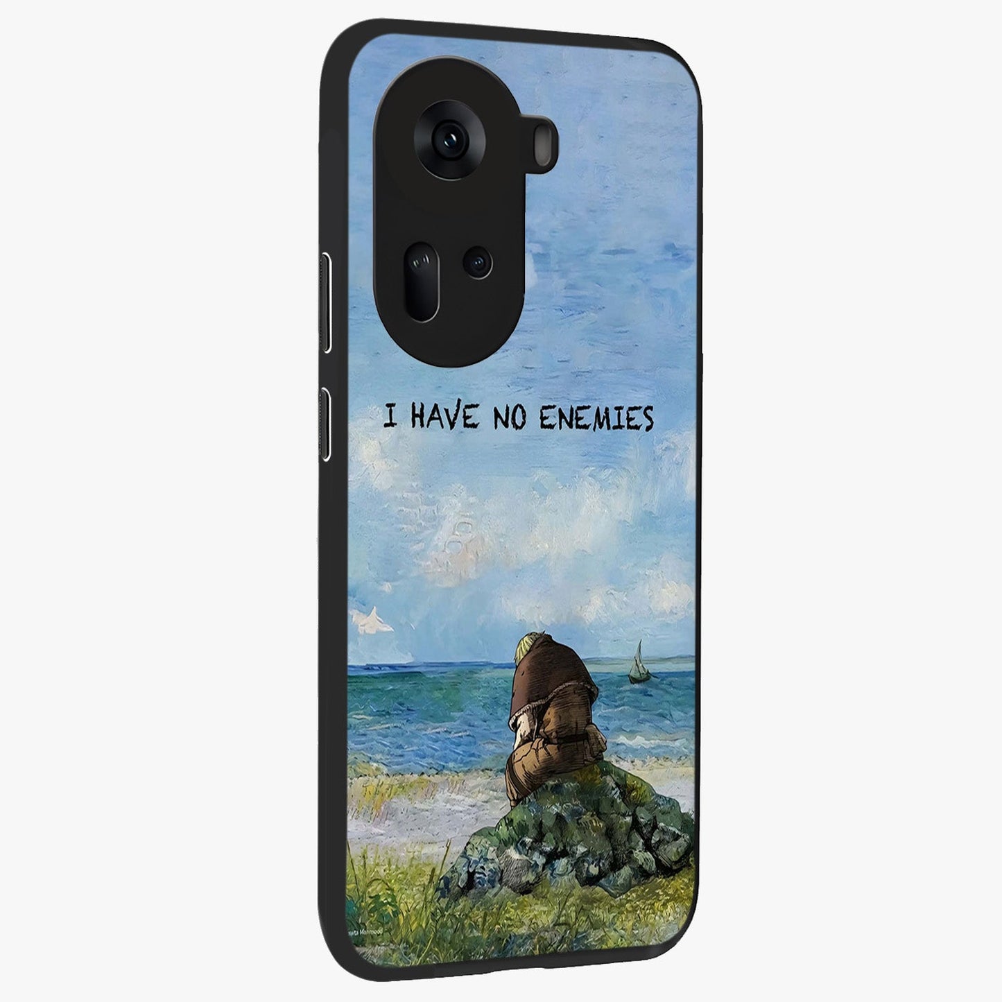 Peace Beyond War Glass Case upright view showcasing powerful peace symbol artwork with inspirational theme.