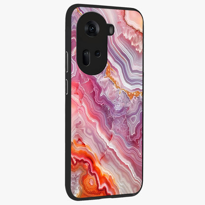 Rose Quartz Marble Glass Case upright view showcasing decorative marble artwork with luxurious pastel theme.