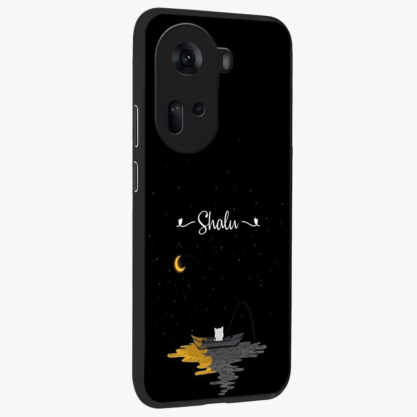 Silent Night Row Glass Case upright view showcasing tranquil night artwork with serene landscape theme.