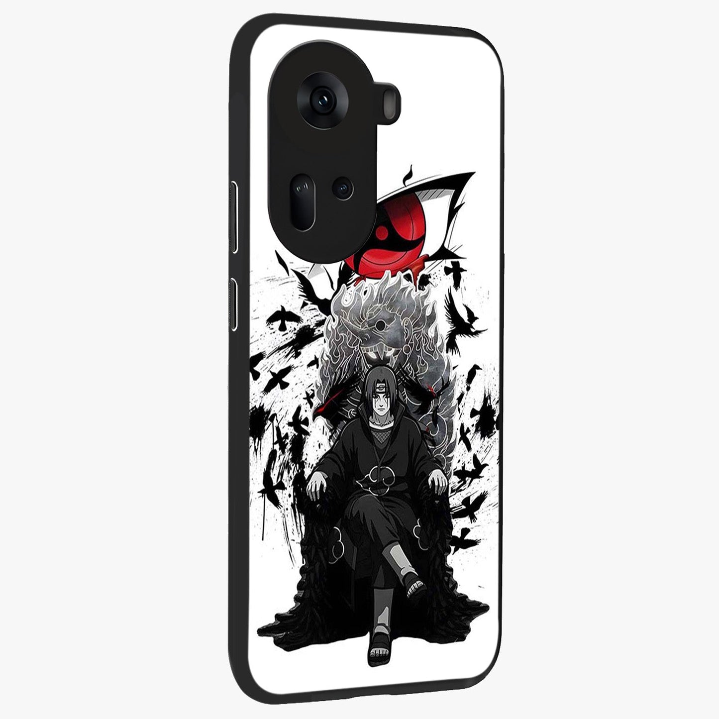 Uchiha Shadow Throne Glass Case upright view showcasing magical underwater galaxy artwork with vibrant cosmic theme.