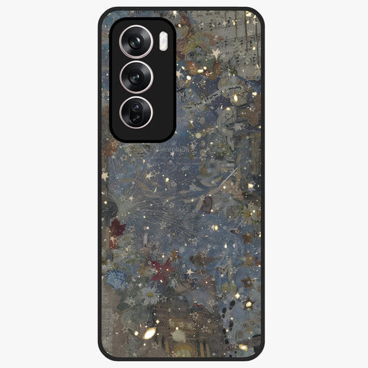 Aesthetic Astrolophia Glass Case showing flat back view with dreamy aesthetic design and glossy glass finish.