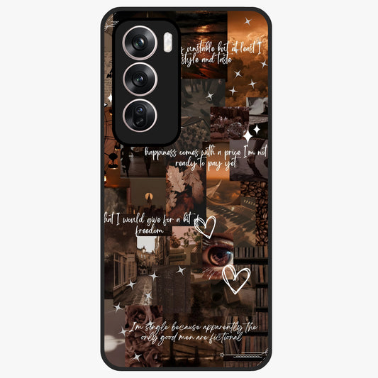 Bittersweet Aesthetic Chaos Glass Case showing flat back view with artistic chaotic aesthetic design and glossy glass finish.