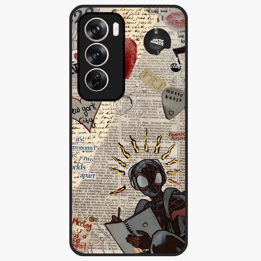 City Dream Sketch Glass Case showing flat back view with artistic city skyline sketch artwork and glossy glass finish.