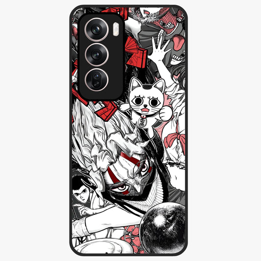 Crimson Chaos Panel Glass Case showing flat back view with bold crimson abstract artwork and glossy glass finish.